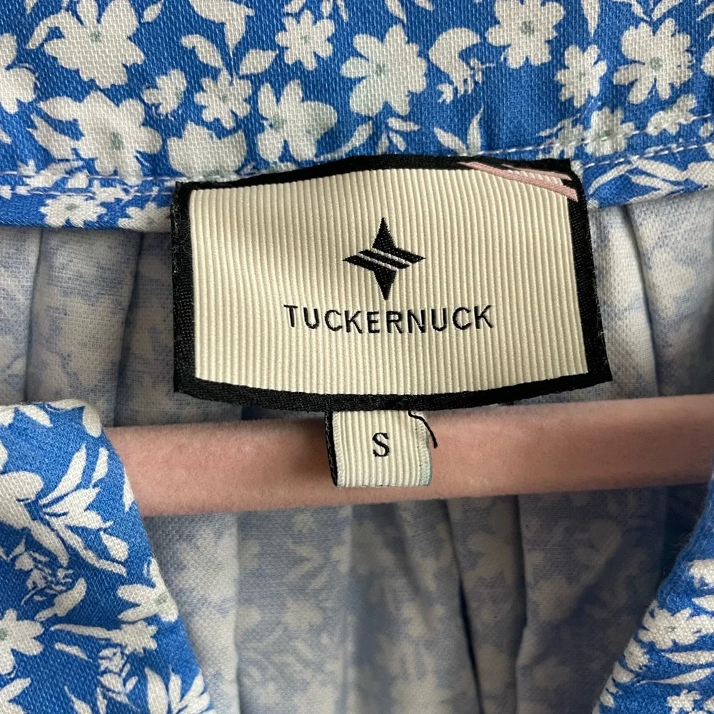 Tuckernuck Blue Floral Split-Neck Blouse - Picture 8 of 15